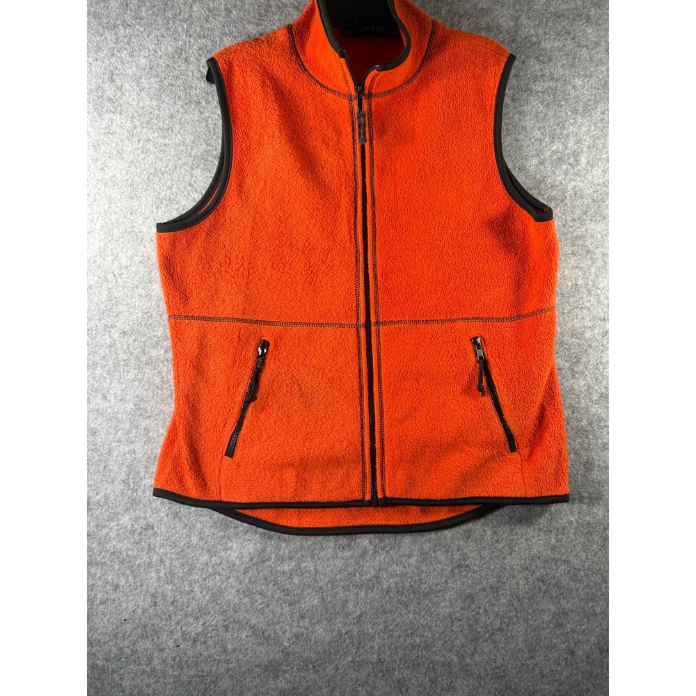 Mountain Lake Orange Fleece Vest Womens Medium Full Zip Sleeveless Jacket Soft